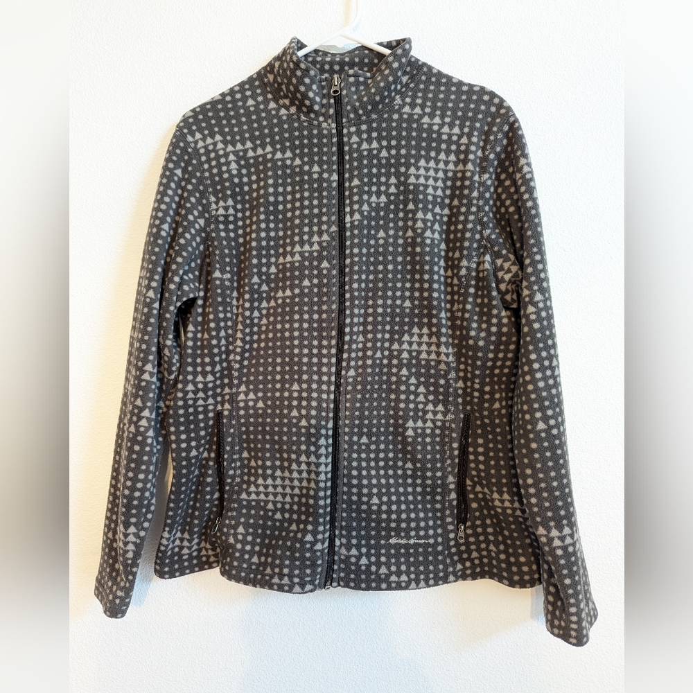 Gray Eddie Bauer Large Patterned Full-Zip Jacket - image 4
